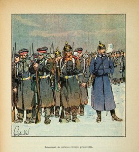 Die Armee der Loire von Eugene Sergent, genannt Grenest, illustriert von Louis Bombled (Französisch-Deutscher Krieg; Feldzug von 1870-1871): Entwaffnung einiger preußischer Truppen 1870