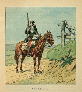 Die Armee der Loire von Eugene Sergent, bekannt als Grenest, illustriert von Louis Bombled (Deutsch-Französischer Krieg; Feldzug von 1870-1871): Stern der 6. Husaren, engagiert während der Schlacht von Toury im Oktober 1870