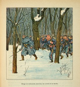 Die Armee der Loire von Eugene Sergent, illustriert von Louis Bombled (Deutsch-Französischer Krieg; Feldzug von 1870-1871): Schlacht von Le Mans im Januar 1871, Angriff der Mobilen von Sarthe
