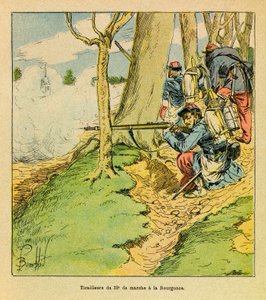 Die östliche Armee: Unter dem Befehl von General Dupre, ein Schuster des 32. Marschregiments in der Schlacht von La Bourgonce im Oktober 1870 von Louis Charles Bombled