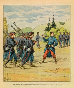 Die Ost-Armee von Eugene Sergeant, illustriert von Louis Bombled: Soldaten der Armee von General Cambriels üben unter den Mauern von Besançon
