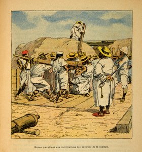 Der Krieg in Madagaskar - Anekdotische Geschichte der französischen Expeditionen von 1885-1895 von Henri Galli, genannt Galllichet (1854-1922), illustriert von Louis Bombled (1862-1927): Hovas arbeiten an den Befestigungen der Hauptstadt im Jahr 1895, Priv
