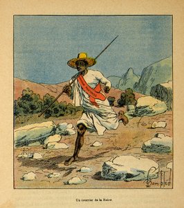 Der Krieg in Madagaskar - Anekdotische Geschichte der französischen Expeditionen von 1885-1895 von Henri Galli, illustriert von Louis Bombled: Ein Kurier von Königin Ranavalona 1895