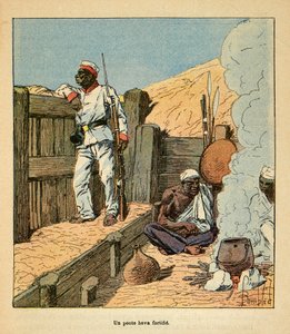 Der Krieg in Madagaskar - Anekdotische Geschichte der französischen Expeditionen von 1885-1895 von Henri Galli, illustriert von Louis Bombled: Ein befestigter Hova-Posten