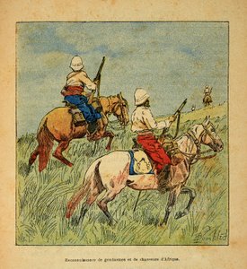 Der Krieg in Madagaskar - Anekdotische Geschichte der französischen Expeditionen von 1885-1895: Anerkennung von Gendarmen und Jägern aus Afrika in Madagaskar 1895 von Louis Charles Bombled