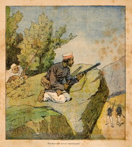 Der Krieg in Madagaskar - Anekdotische Geschichte der französischen Expeditionen von 1885-1895 von Henri Galli dit Galllichet, illustriert von Louis Bombled: Hovas Hinterhalte