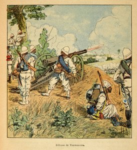 Der Krieg in Madagaskar - Anekdotische Geschichte der französischen Expeditionen von 1885-1895 von Henri Galli dit Galllichet (1854-1922), illustriert von Louis Bombled (1862-1927): Verteidigung von Tsarasaotra im Jahr 1895, Privatbesitz