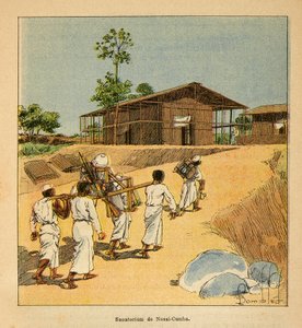 Der Krieg in Madagaskar - Anekdotische Geschichte der französischen Expeditionen von 1885-1895 von Henri Galli, illustriert von Louis Bombled: Ein Sanatorium in Nossi-Cumba im 19. Jahrhundert