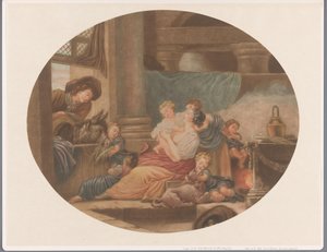 Interieur mit Familie mit sechs Kindern