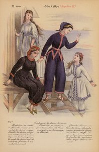 Französische Mode: 1860 bis 1870, Napoleon III. (Farblithografie) von Louis Colas