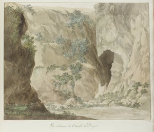 Außenansicht der Höhle Oreille de Denys (Voyage en Italie, en Sicile et à Malte - 1778)