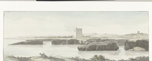 Ansicht der Küste der Adria mit einem Beobachtungsturm gegenüber von Monopoli (Voyage en Italie, en Sicile et à Malte - 1778)