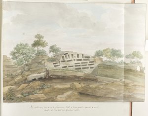 Ansicht der Mauern von Agrigentum und vieler Felsengräber (Reise in Italien, Sizilien und Malta - 1778) von Louis Ducros