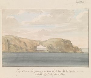 Ansicht eines durchbrochenen Felsens auf der kleinen Insel Cumina bei Gozo (Voyage en Italie, en Sicile et à Malte - 1778) von Louis Ducros