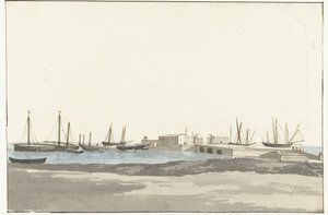 Hafen von Barletta mit Schiffen von Louis Ducros