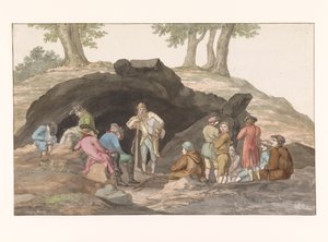 Aufenthalt bei der Grotte delle Capre an der Grenze bei Nemorosa und Fredda (Voyage en Italie, en Sicile et à Malte - 1778) von Louis Ducros