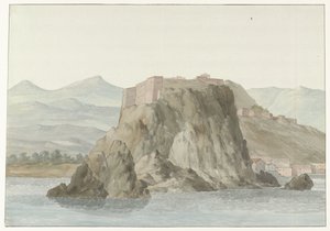 Felsen und Stadt Scilla in der Region Kalabrien, vom Meer aus gesehen von Louis Ducros