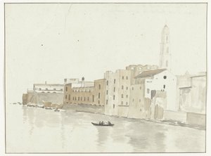 Stadtansicht in Bari aus einem Fenster der Herberge (Voyage en Italie, en Sicile et à Malte - 1778) von Louis Ducros