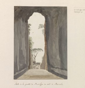 Ausgang der Grotte Crypta Neapolitana (oder Grotta di Posillipo) an der Küste von Pozzuoli von Louis Ducros