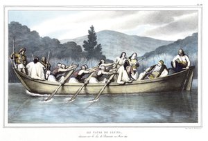 Ali Pascha von Janina (1741-1822), Jagd auf dem Butrinto-See im März 1819. in „Reise nach Athen und Konstantinopel, oder Sammlung griechischer und osmanischer Porträts, Ansichten und Kostüme, vor Ort nach der Natur gemalt, lithografiert und koloriert von 