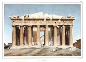 Der Parthenon. in „Reise nach Athen und Konstantinopel, oder Sammlung griechischer und osmanischer Porträts, Ansichten und Kostüme, nach der Natur gemalt, lithografiert und koloriert von Louis Dupre (1789-1837), Schüler von David.1825.