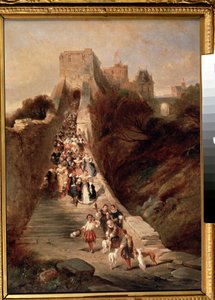 Der Aufbruch vom Schloss von Louis Eugene Gabriel Isabey