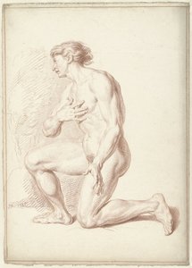 Männlicher Akt, kniend, nach links von Louis Fabritius Dubourg