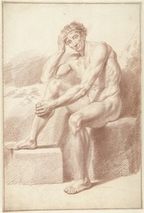 Männlicher Akt, sitzend mit angezogenen Knien von Louis Fabritius Dubourg