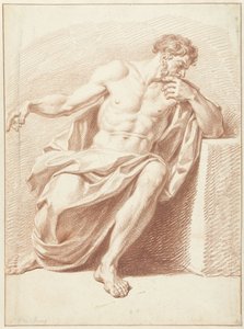 Studie eines sitzenden Mannes mit umgeschlagener Draperie von Louis Fabritius Dubourg