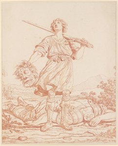 David als Sieger über den Riesen Goliath von Louis Felix de la Rue