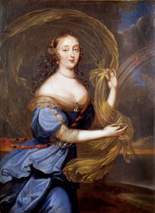 Porträt von Françoise Athénaïs (Françoise-Athénaïs) de Rochechouart Mortemart, Marquise de Montespan (oder Madame de Montespan) (1640-1707), Favoritin von Ludwig XIV., dargestellt als Iris. Gemälde von Ferdinand Louis Elle Le Jeune (1648-1717)