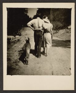 Paar mit Hund spazierend von Louis Fleckenstein