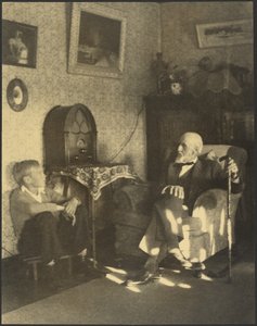 Mann und Junge in einem Arbeitszimmer