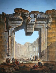 Haupttor eines Tempels südlich des Sonnentempels in Baalbek, ca. 1800