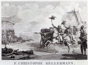 Französische Revolution: „Der General und Marschall François Christophe Kellermann (1735-1820) während der Schlacht von Valmy am 20.09.1792“ Gravur von Louis François Couché (1782-1849) 18. Jahrhundert Paris, Musée Carnavalet