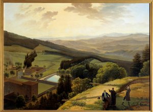 Das Arnotal vom Kloster Vallombrosa aus gesehen, nahe dem "Paradisino" von Louis Gauffier