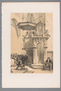 Priester spricht eine Menge von der Kanzel im Dom von Trier an