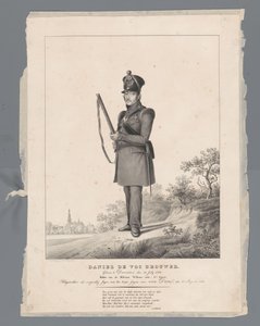 Daniel de Vos Brouwer. Geboren in Deventer, 30. Juli 1770. Ritter des Militär-Wilhelms-Ordens, 4. Klasse. Ausgezogen als freiwilliger Jäger mit dem Korps Jäger von Van Dam, 2. August 1831