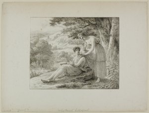Zwei Figuren in einer Landschaft von Louis Hersent