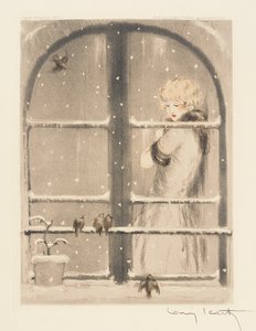 Die vier Jahreszeiten: Winter, ca. 1928 (handkolorierte Radierung & Aquatinta) von Louis Icart