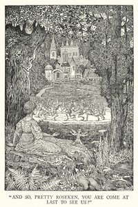"Und so, hübsche Roseken, bist du endlich gekommen, um uns zu sehen?" (Lithografie)