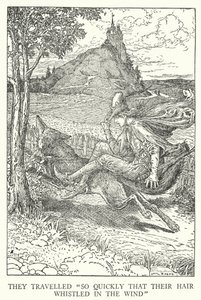 Sie reisten "so schnell, dass ihr Haar im Wind pfiff" von Louis John Rhead