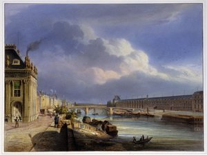 Pont du Carrousel und die große Galerie des Louvre - in „Paris en 1837“