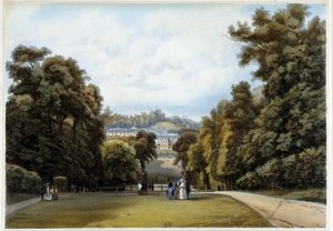 Schloss Saint Cloud, Seite des Parks. Aus „Paris et ses environs“