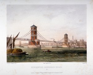 Ansicht der Hungerford-Brücke von Osten, London