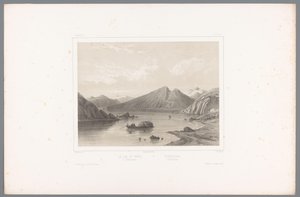 Ansicht des Sees Norsjø in Telemark (Gezichten in Scandinavië) von Louis Julien Jacottet