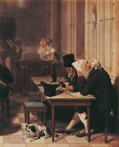 Innenraum eines Cafés um 1815, von Louis-Leopold Boilly, Zeichnung