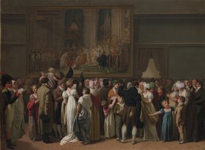 Die Öffentlichkeit betrachtet Davids "Krönung" im Louvre
