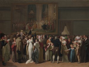 Die Öffentlichkeit betrachtet Davids Krönung im Louvre, 1810