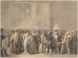 Das Publikum im Salon des Louvre, das das Gemälde des "Sacre" betrachtet von Louis Leopold Boilly